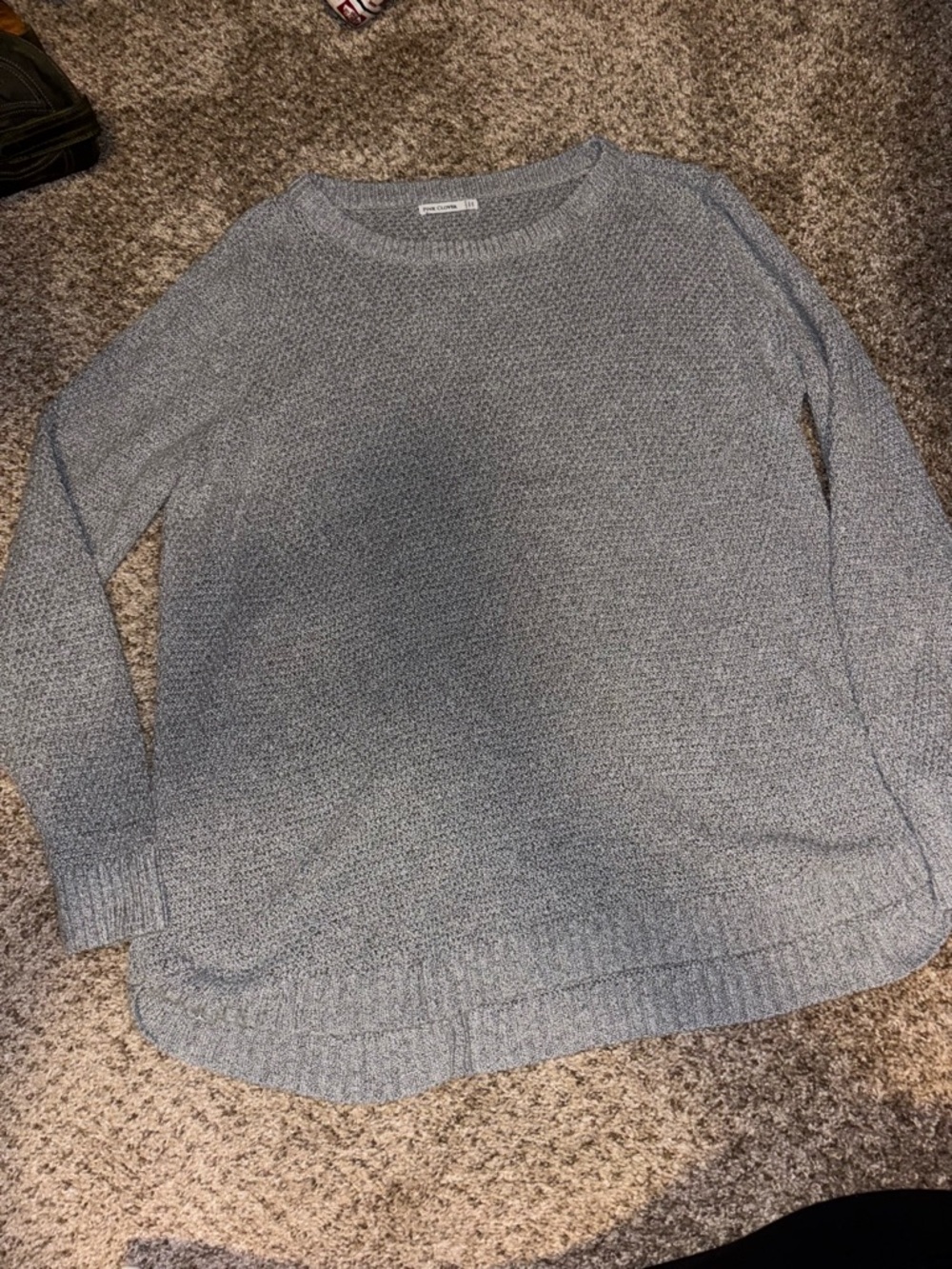 Pink Clover Women's Light Gray Crewneck Knit Sweater